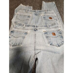 Lot of 2 Carhartt VINTAGE Distressed Light Wash Denim Jeans Mens 36x34 Pants